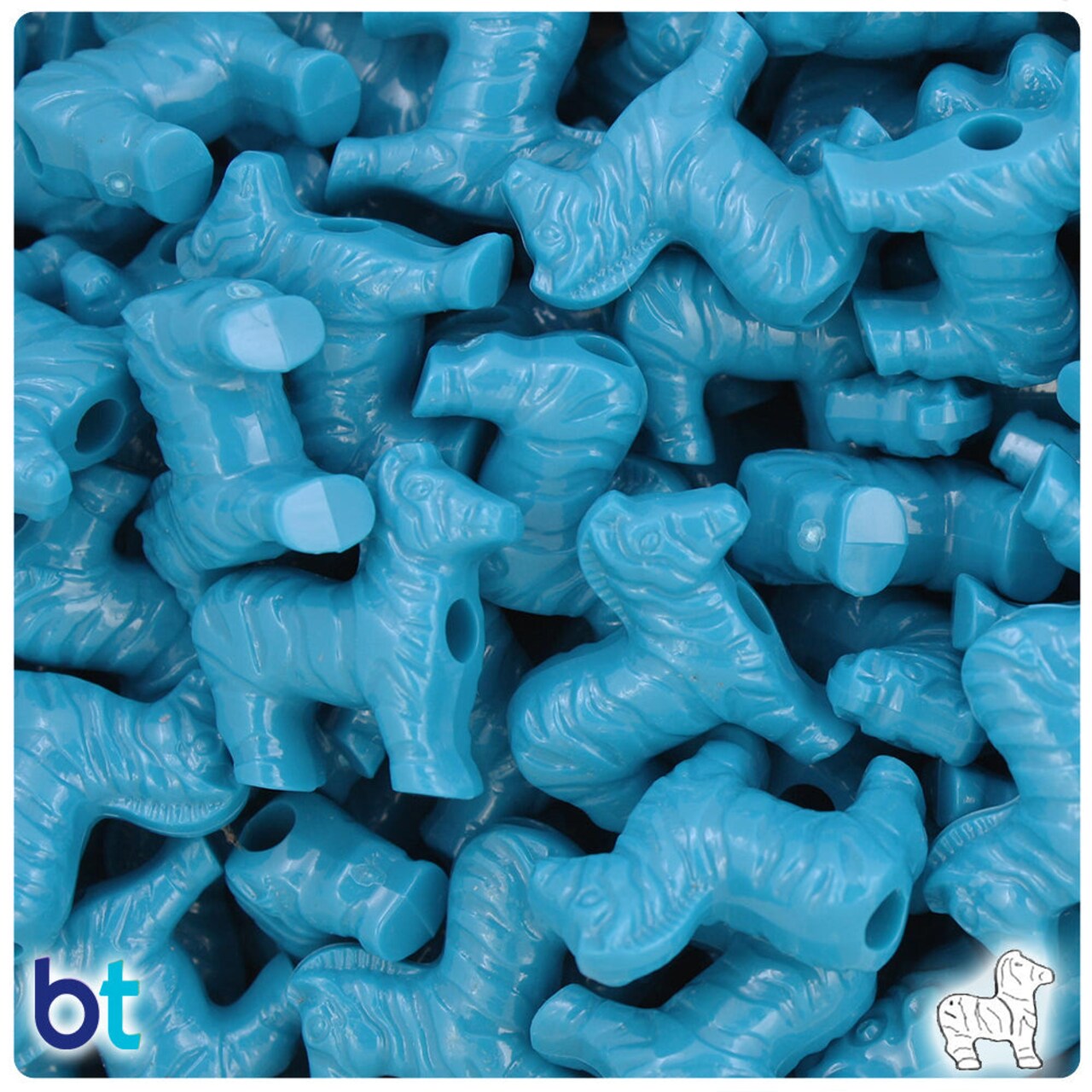 BeadTin Dark Turquoise Opaque 22mm Zebra Plastic Pony Beads (24pcs)